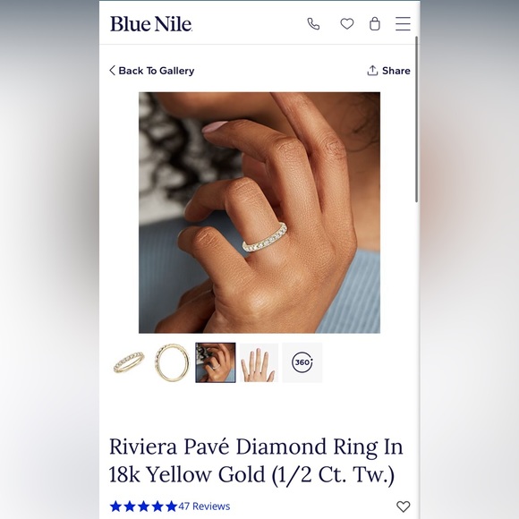 Riviera Pavé Diamond Ring In 18k Yellow Gold (1/2 Ct. Tw.) - Picture 5 of 16
